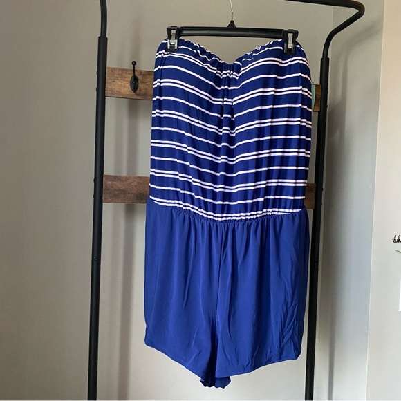 Bal Harbour Hip-Minimizer Bandeau Blouson Swim Romper with Pockets plus size 22W - Picture 8 of 8